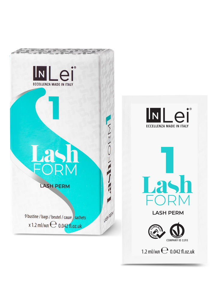 InLei® Lash Form 1, förpackning med nio dospåsar och en lös påse bredvid